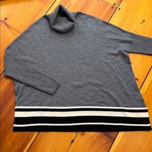 KAREN MILLEN M/L Charcoal Black Turtleneck Jumper Wool Sweater Asymmetrical